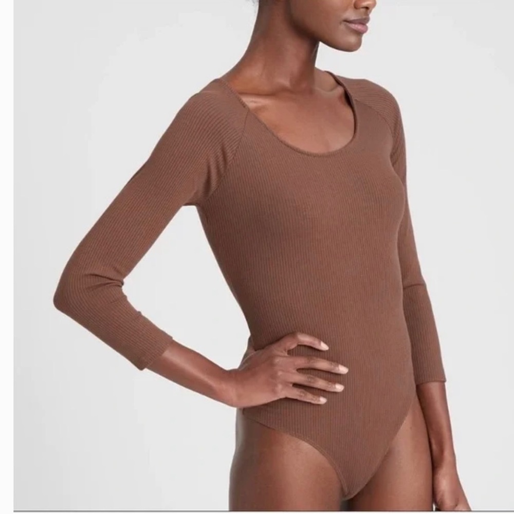 Banana Republic women's ribbed ballet mocha bodysuit Size XL NWT